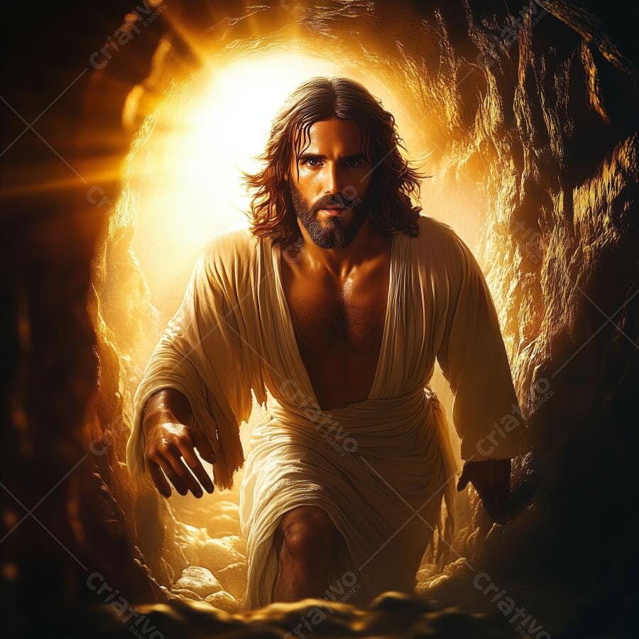 Jesus ressuscitado saindo do túmulo