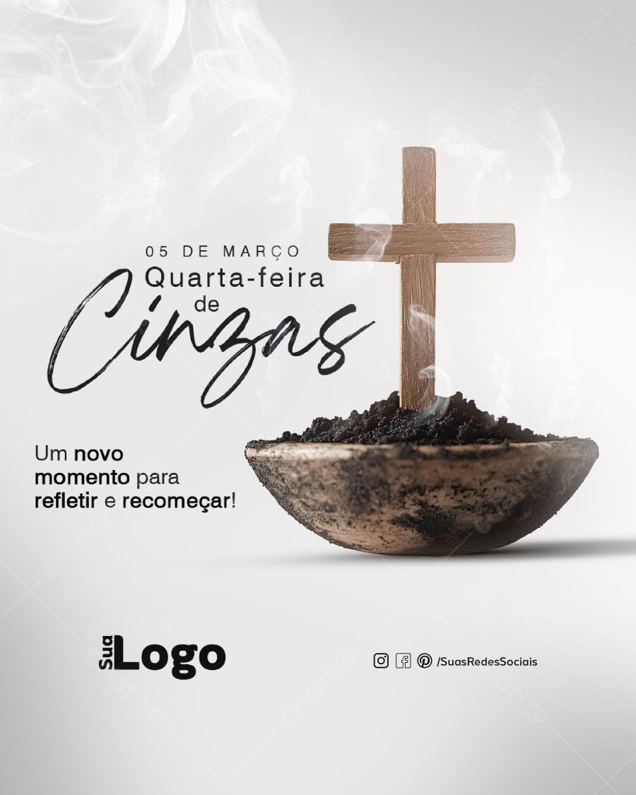 Post para Quarta-Feira de Cinzas PSD Editável