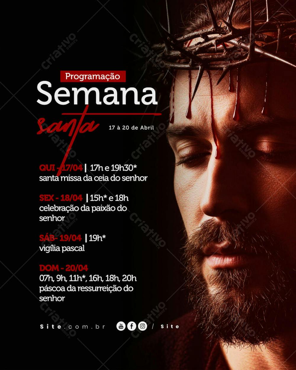 Programação Semana Santa Horário calendário Páscoa social media