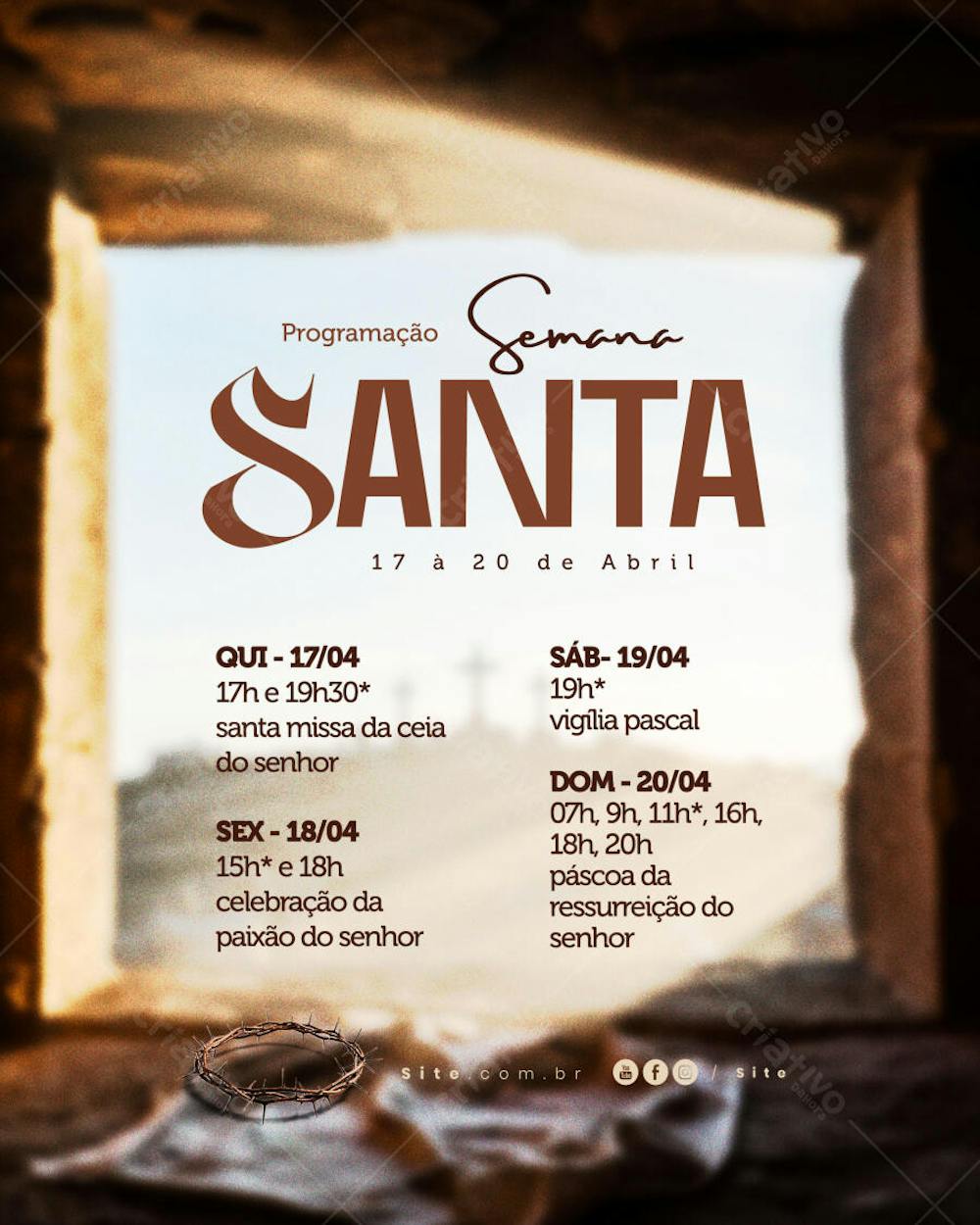 Programação Semana Santa Horário calendário Páscoa social media
