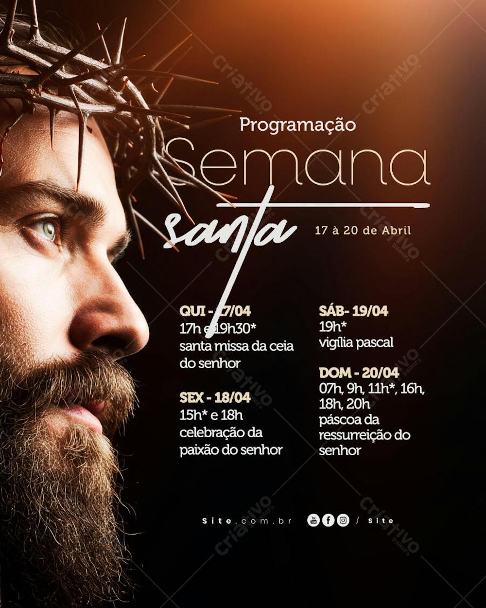 Programação Semana Santa Horário calendário Páscoa social media