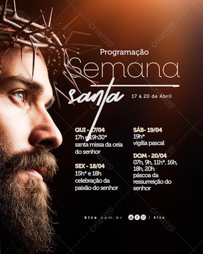 Programação Semana Santa Horário calendário Páscoa social media