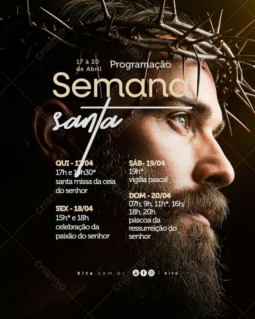 Programação Semana Santa Horário calendário Páscoa social media