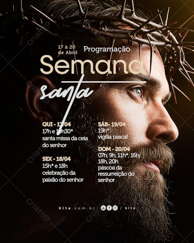 Programação Semana Santa Horário calendário Páscoa social media