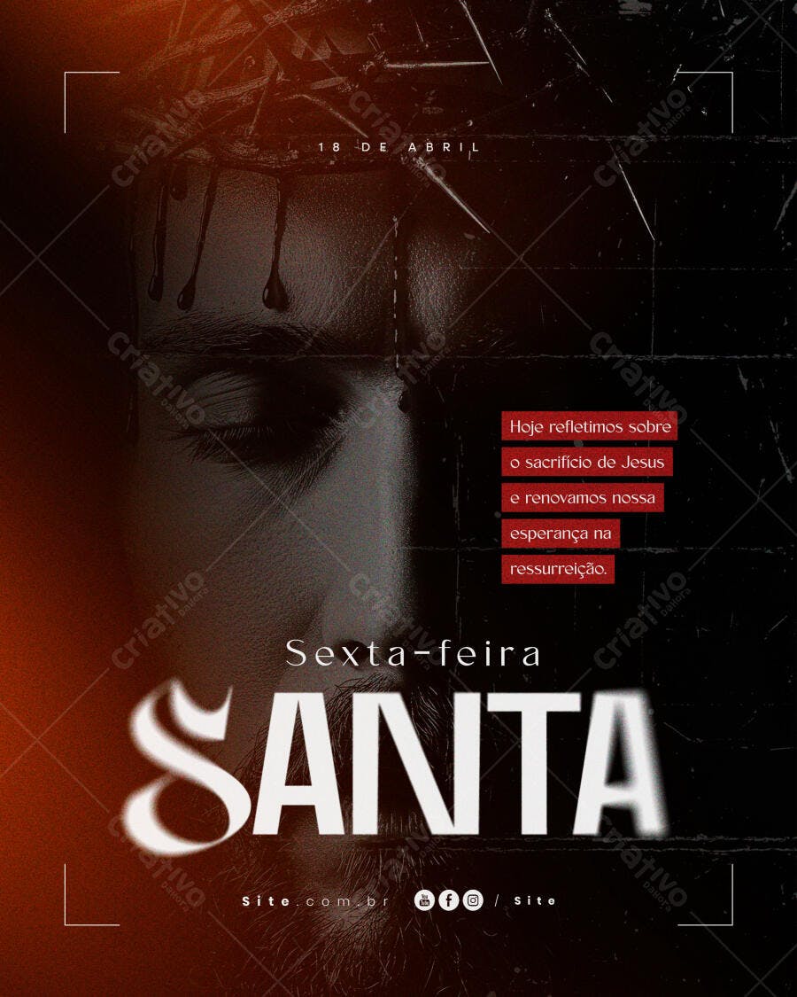 Flyer para Sexta-Feira Santa PSD Editável