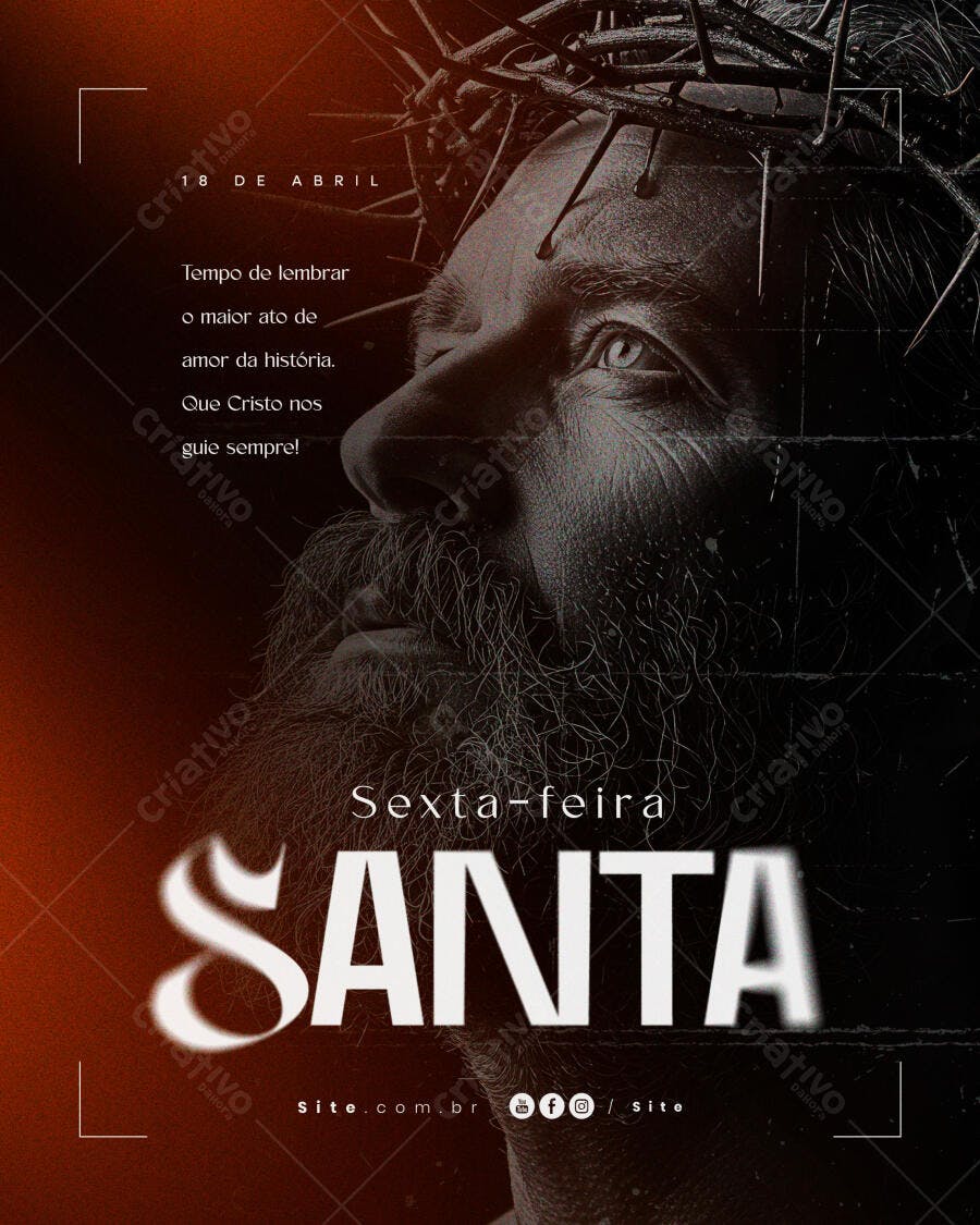 Flyer para Sexta-Feira Santa PSD Editável