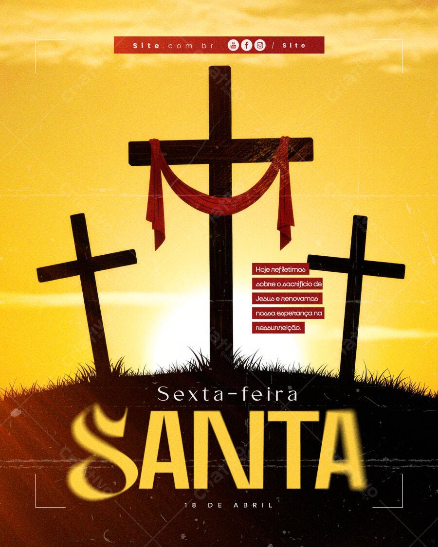 Flyer para Sexta-feira Santa PSD Editável