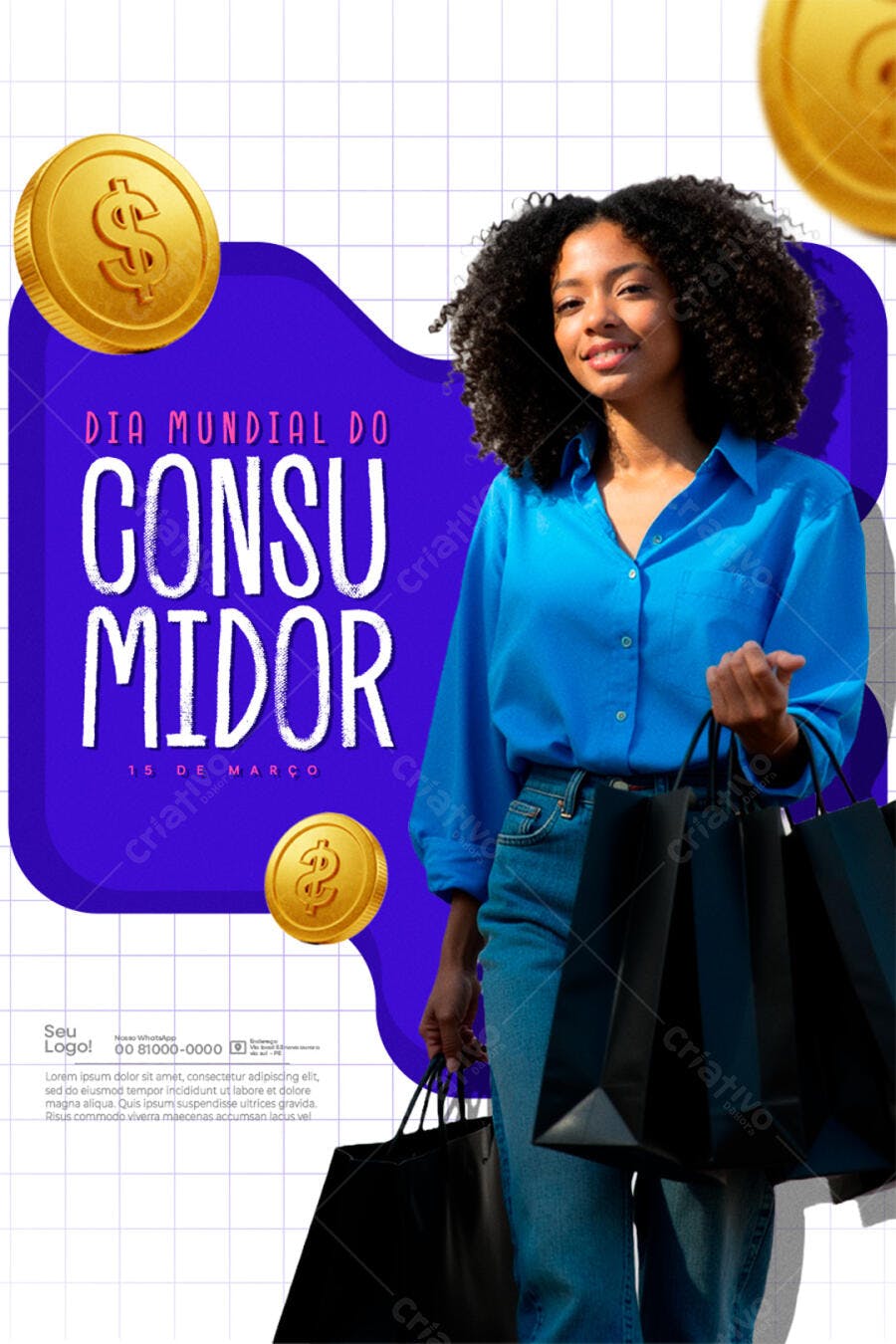 Flyer Dia Mundial do Consumidor PSD Editável