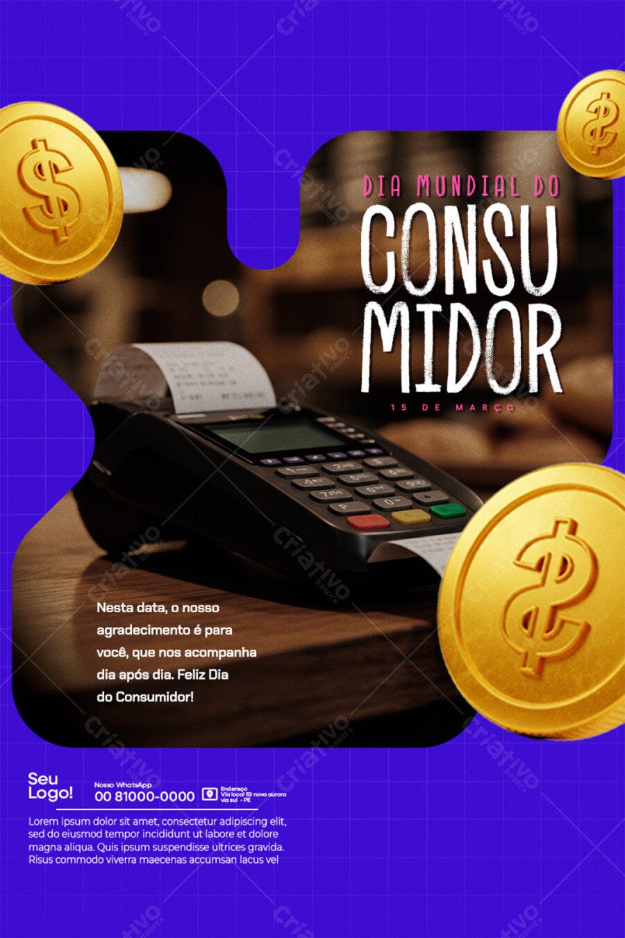 Flyer Dia Mundial do Consumidor PSD Editável