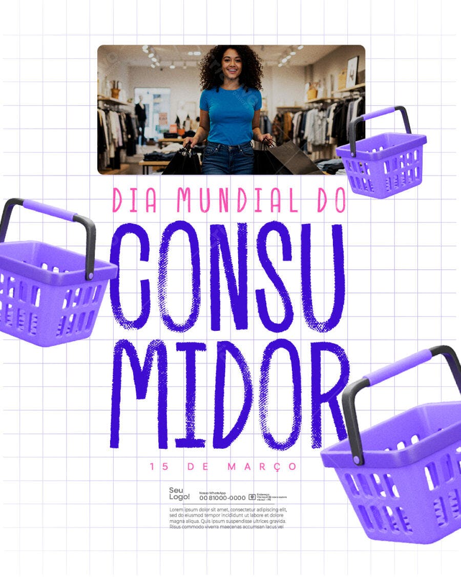 Flyer Dia Mundial do Consumidor PSD Editável