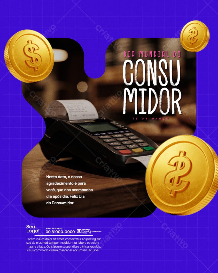 Flyer Dia Mundial do Consumidor PSD Editável