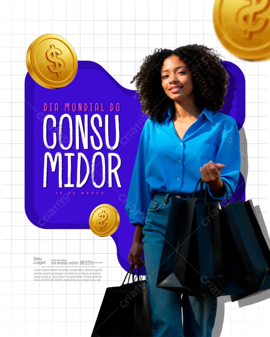 Flyer Dia Mundial do Consumidor PSD Editável