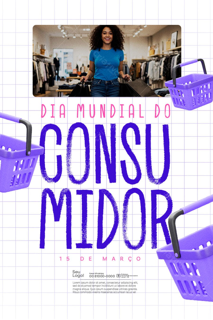 Flyer Dia Mundial do Consumidor PSD Editável
