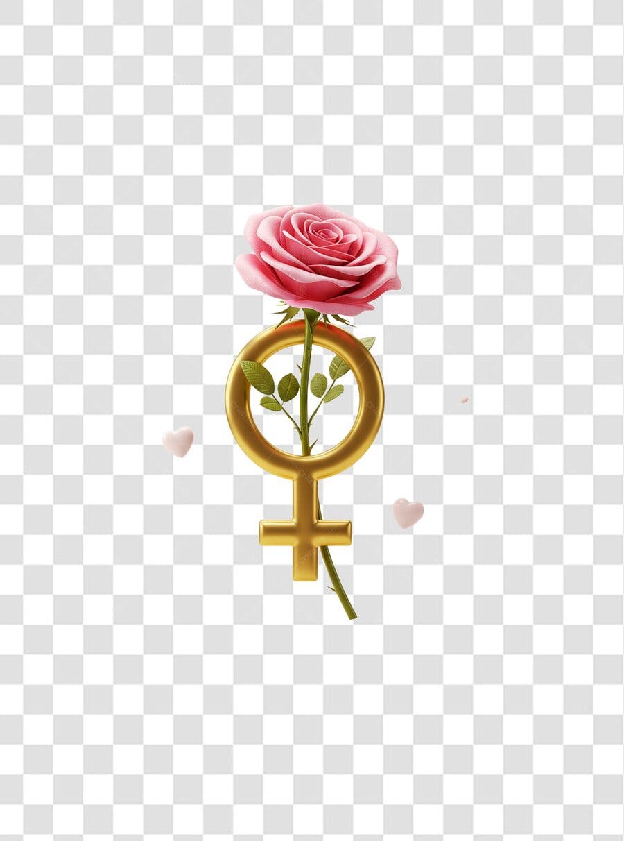 Post Instagram Dia Internacional da Mulher Rosa e Dourado PNG com fundo transparente