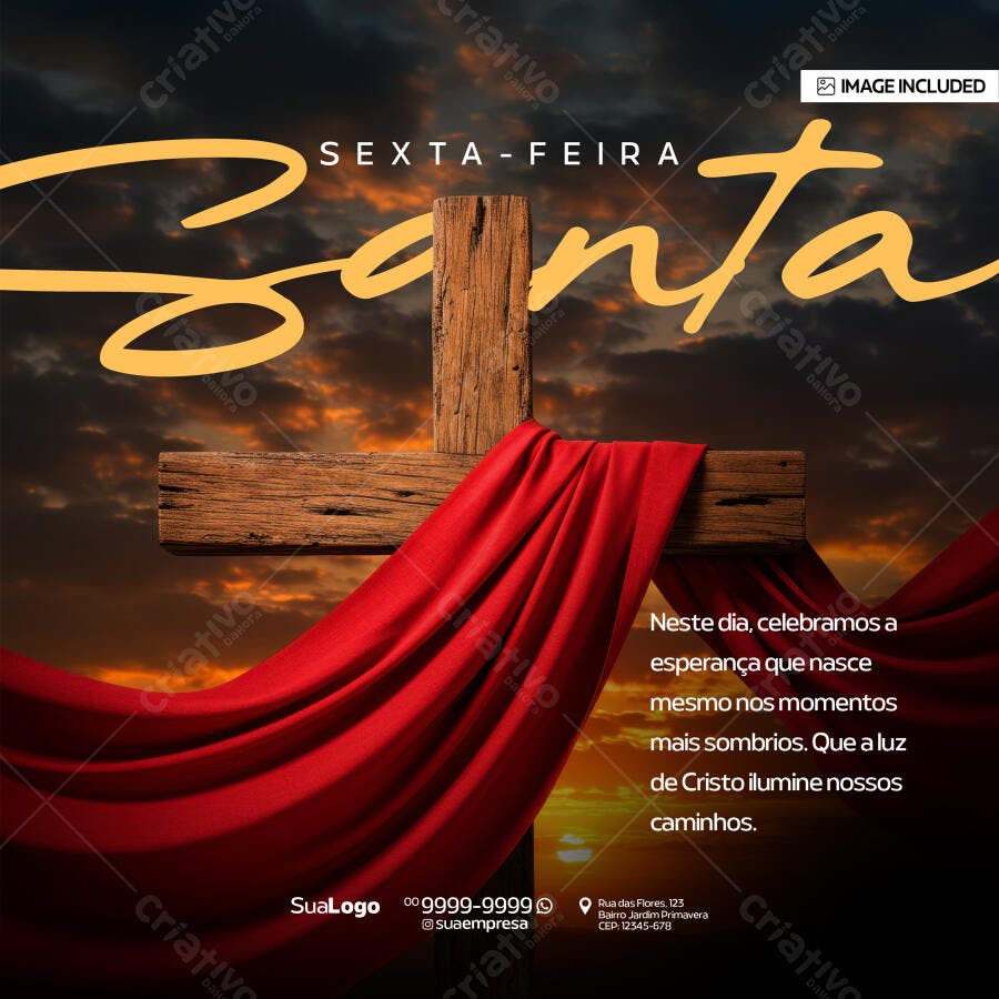 Post para Sexta-Feira Santa PSD Editável