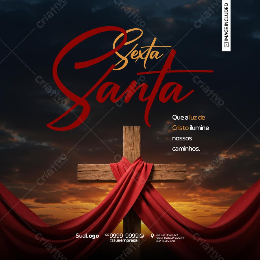Post para Sexta-Feira Santa PSD Editável