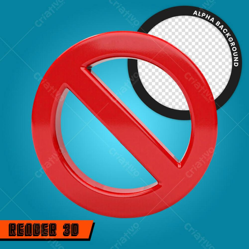 Símbolo de Proibido Render 3D Para Composição