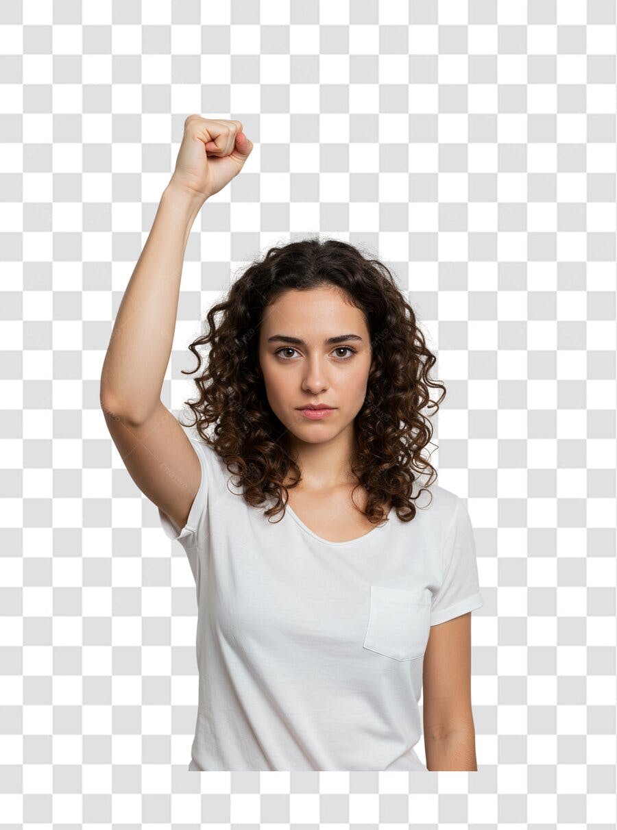 Imagem PNG com fundo transparente Mulher com punho cerrado
