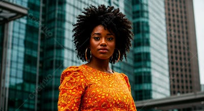 Mulher afro-americana elegante posando pra foto