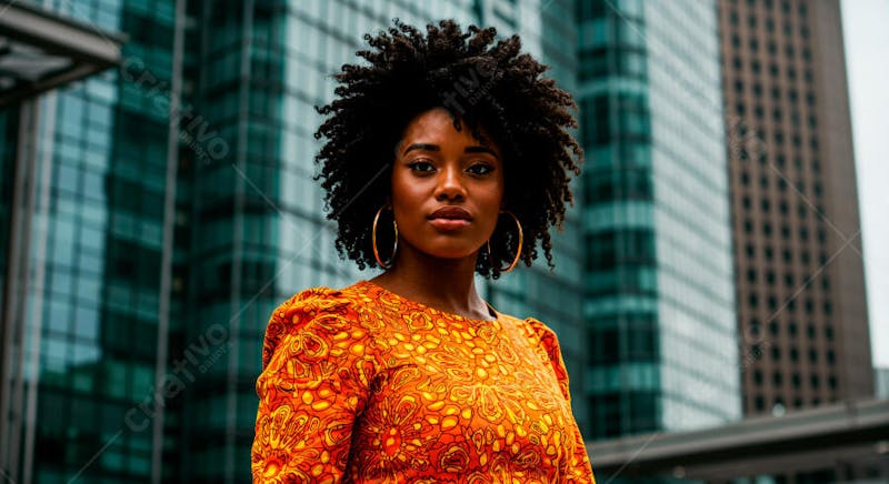 Mulher afro-americana elegante posando pra foto
