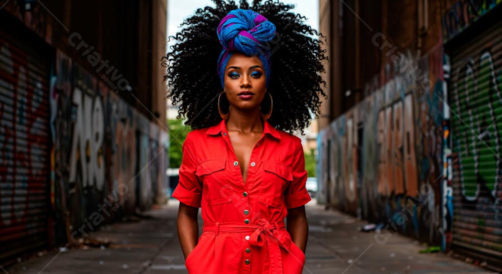 Mulher afro-americana elegante posando pra foto