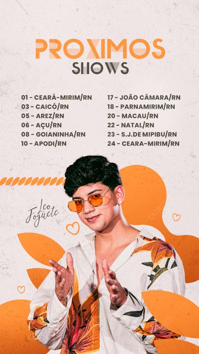 AGENDA DE SHOWS LEO FOGUETE FEED/STORY/CAPA OUTUBE PSD EDITAVEL