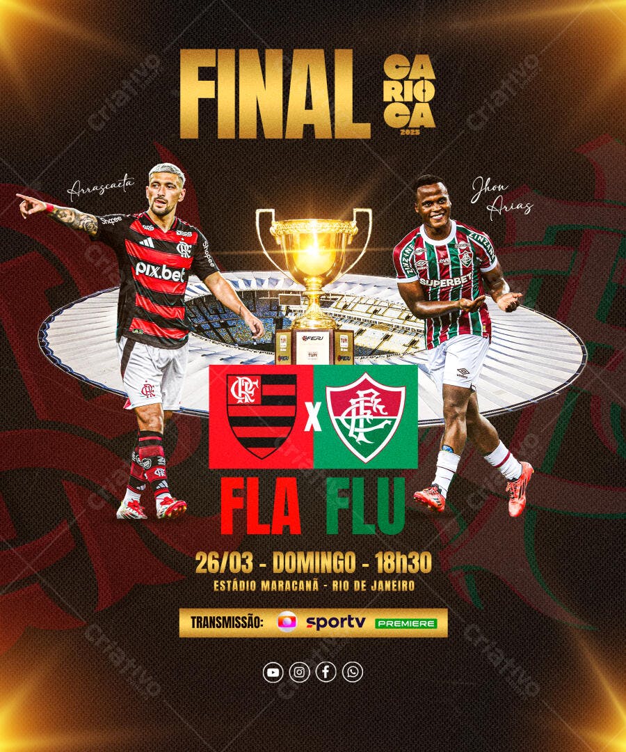 Flyer Final Flamengo x Fluminense PSD Editável