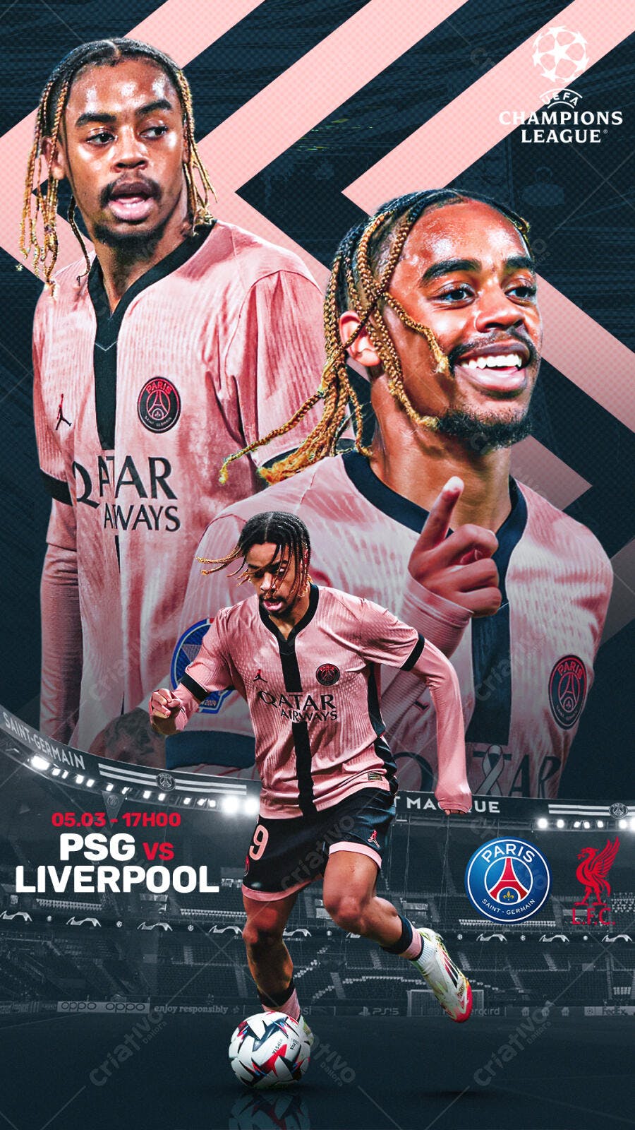 Poster PSG x Liverpool PSD Editável