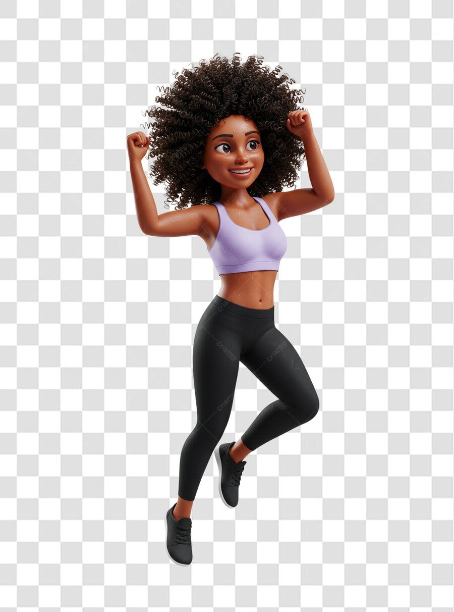 PNG Ilustração Mulher Fitness Afro Salto Alegre