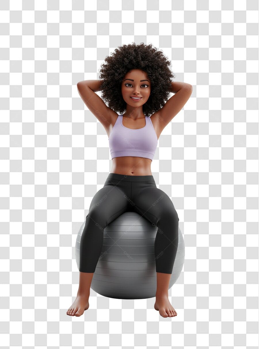 PNG Ilustração Mulher Fitness Bola Pilates fundo transparente