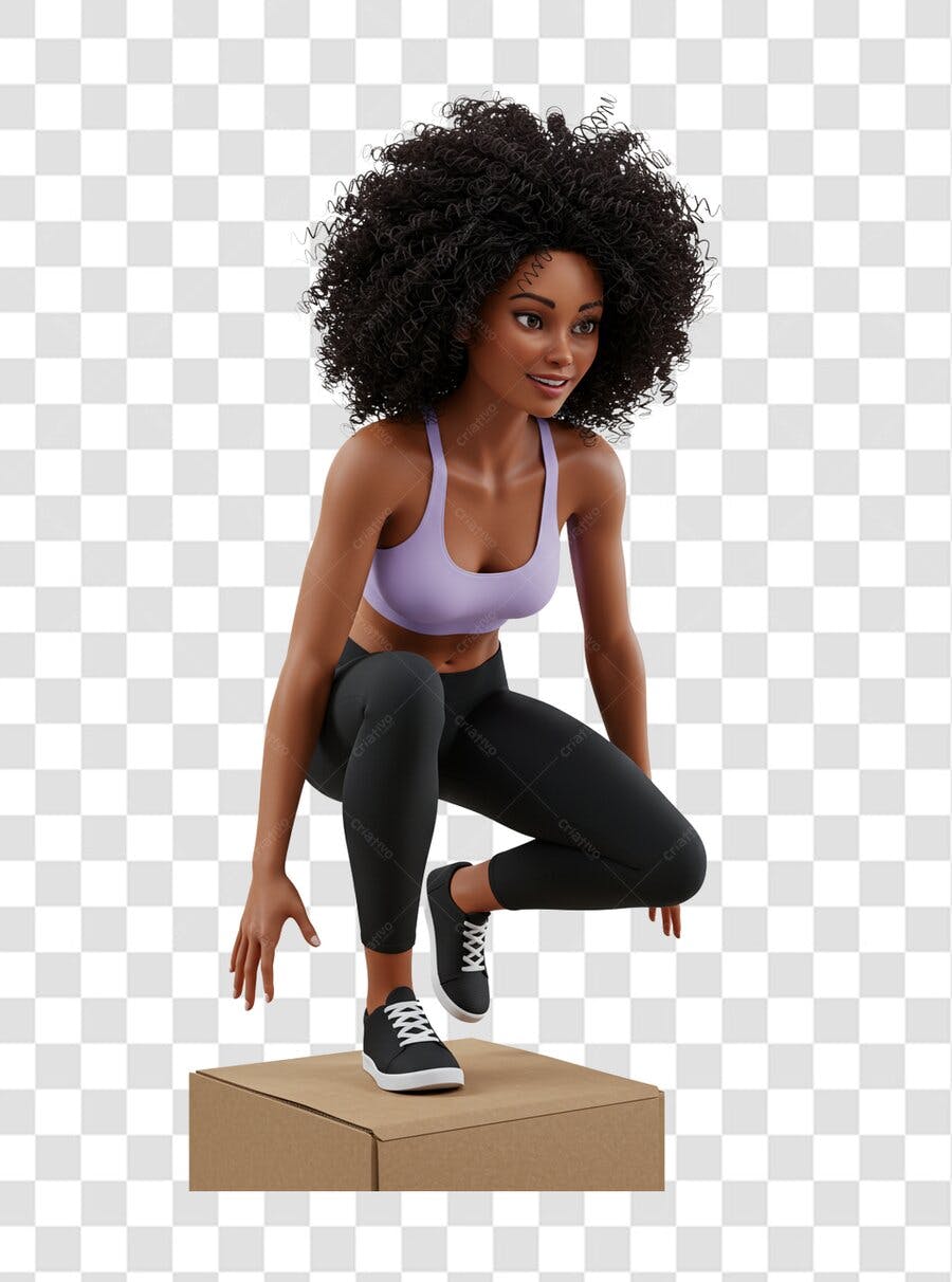 PNG Ilustração Mulher Fitness Box Jump fundo transparente