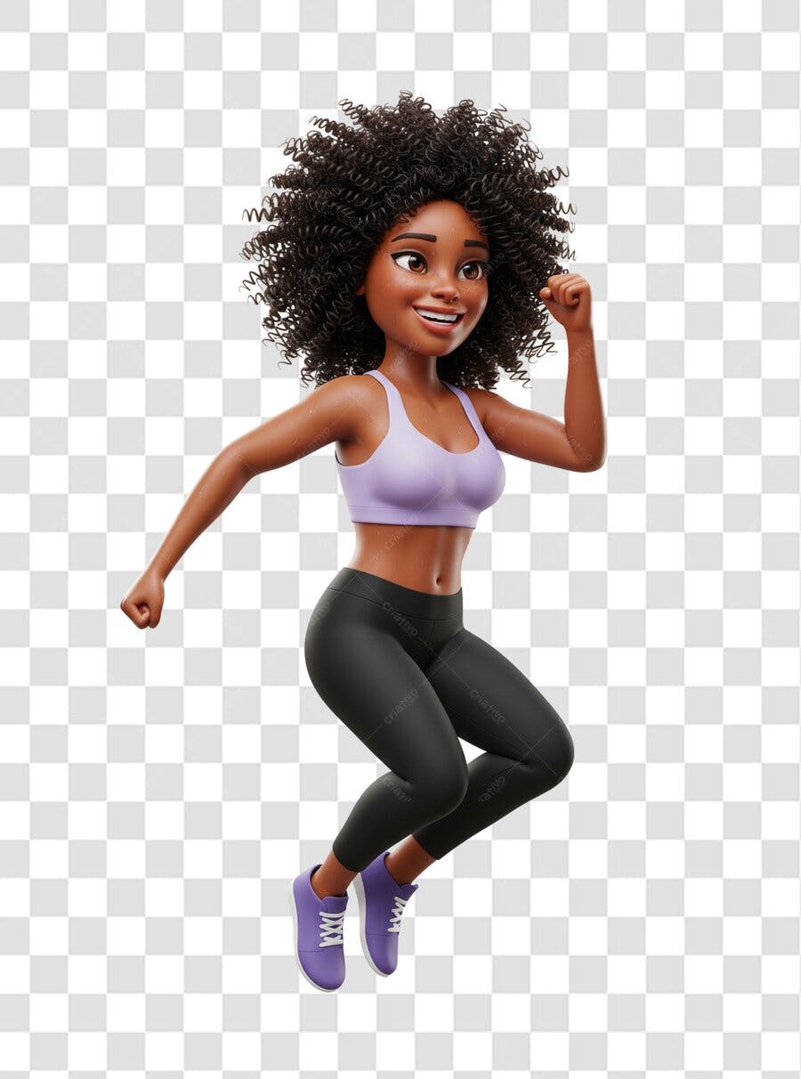 PNG Ilustração Mulher Negra Fitness Salto fundo transparente