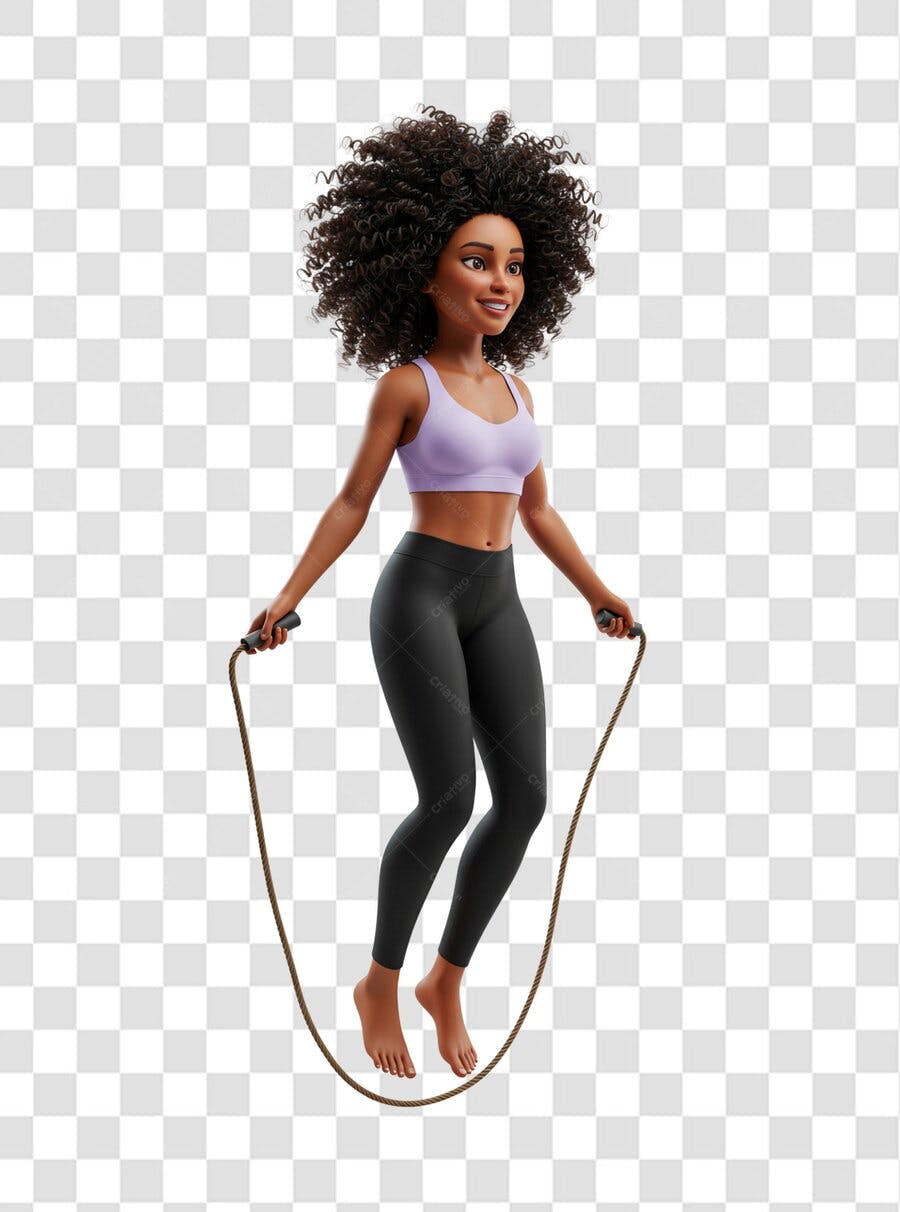 Post Instagram Mulher pulando corda PNG com fundo transparente