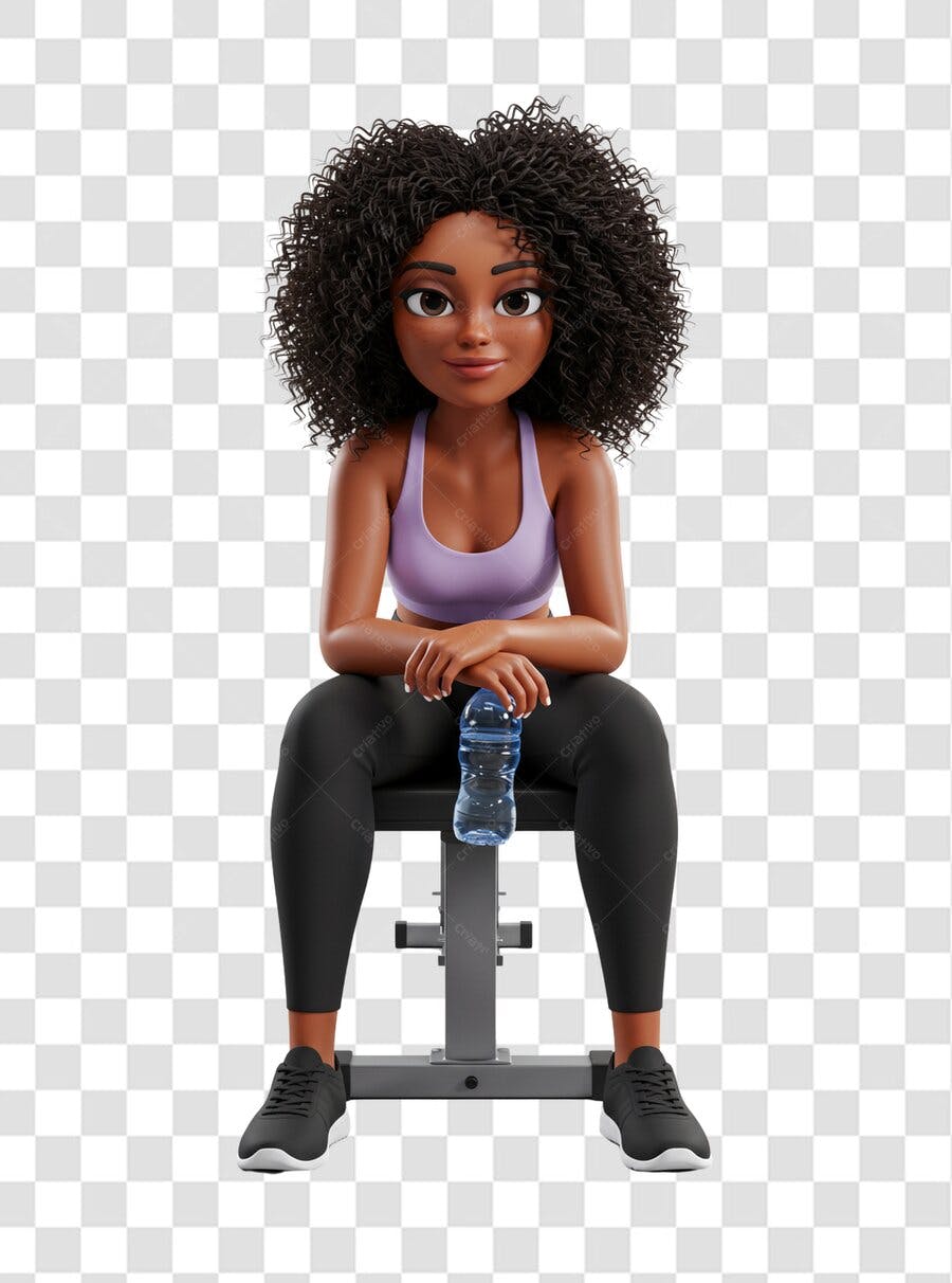 Ilustração PNG com fundo transparente Mulher Negra Fitness