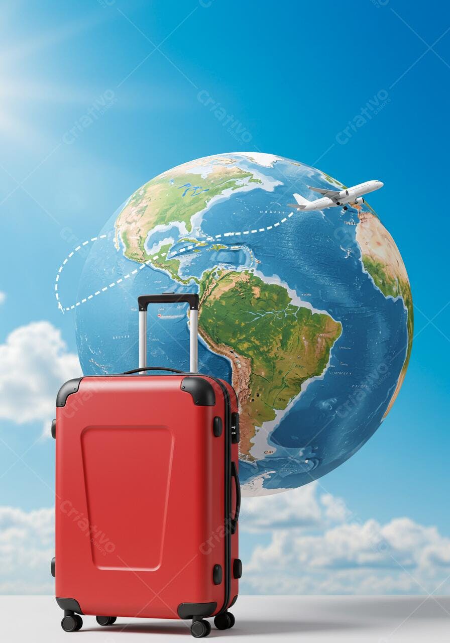 Mala vermelha viagem aérea internacional