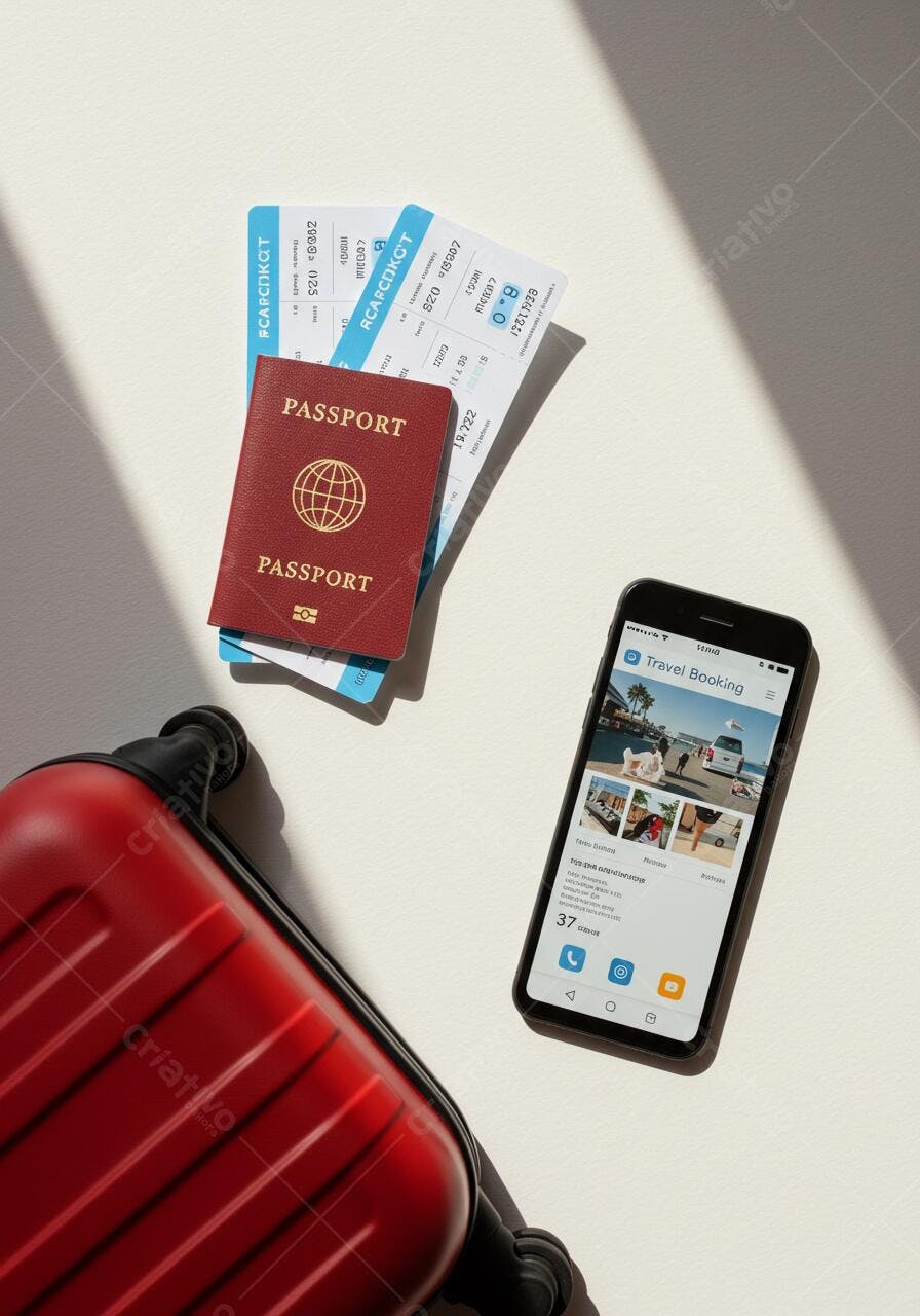 Passagem aérea Passaporte Mala Vermelha