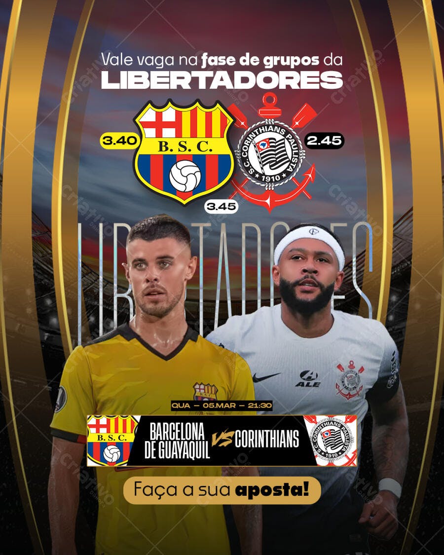 Flyer Libertadores - Barcelona x Corinthians PSD Editável