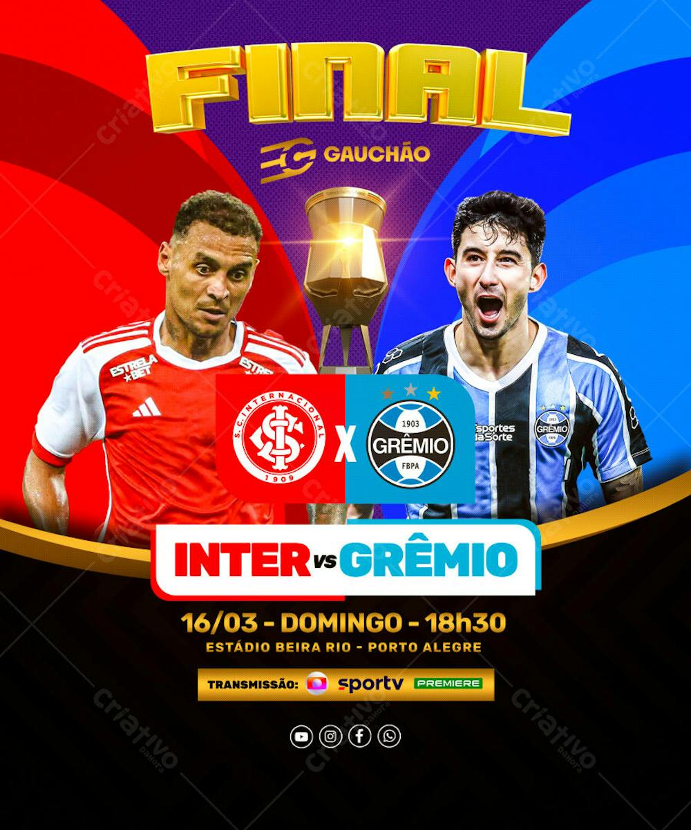 FLYER ESPORTIVO FUTEBOL FINAL GAÚCHO 2025 INTER vs GRÊMIO
