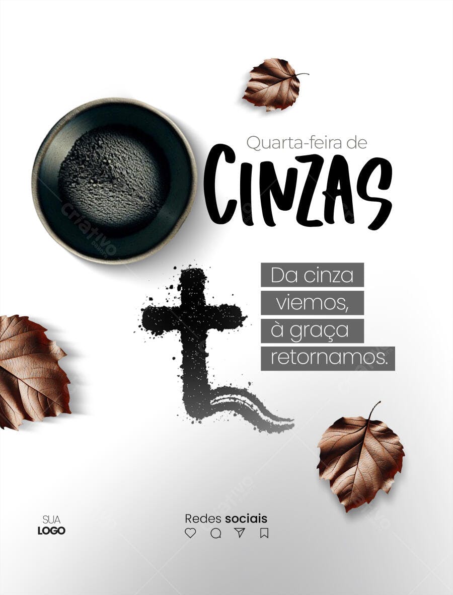 Postagem Quarta-feira de Cinzas PSD Editável
