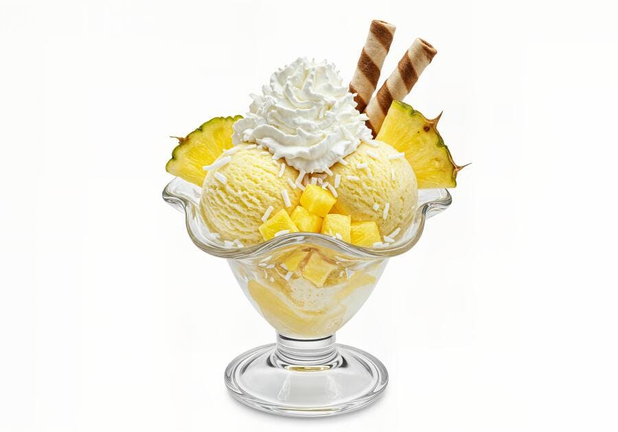 Sorvete de Abacaxi com Chantilly e Wafer