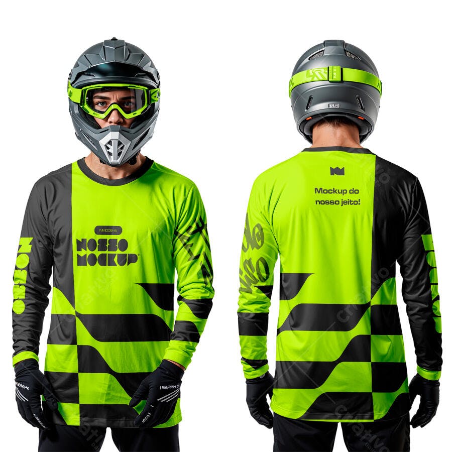 Mockup Camiseta Motocross Verde Lima e Preto