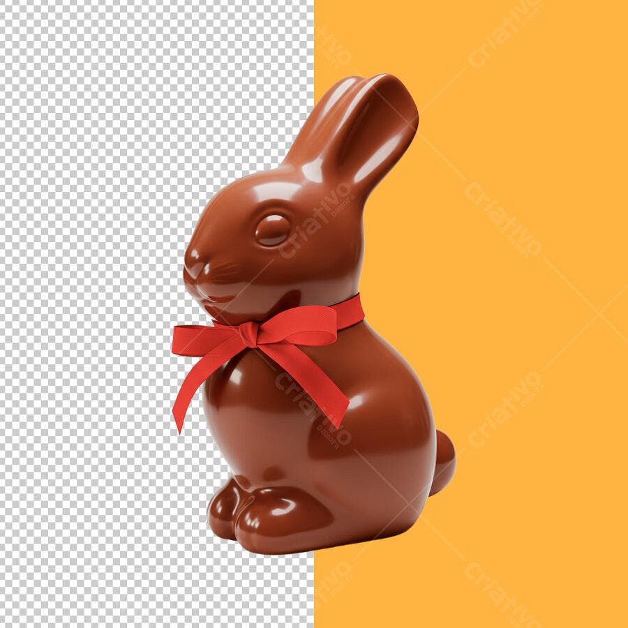 Coelho de Páscoa em Chocolate PSD Editável