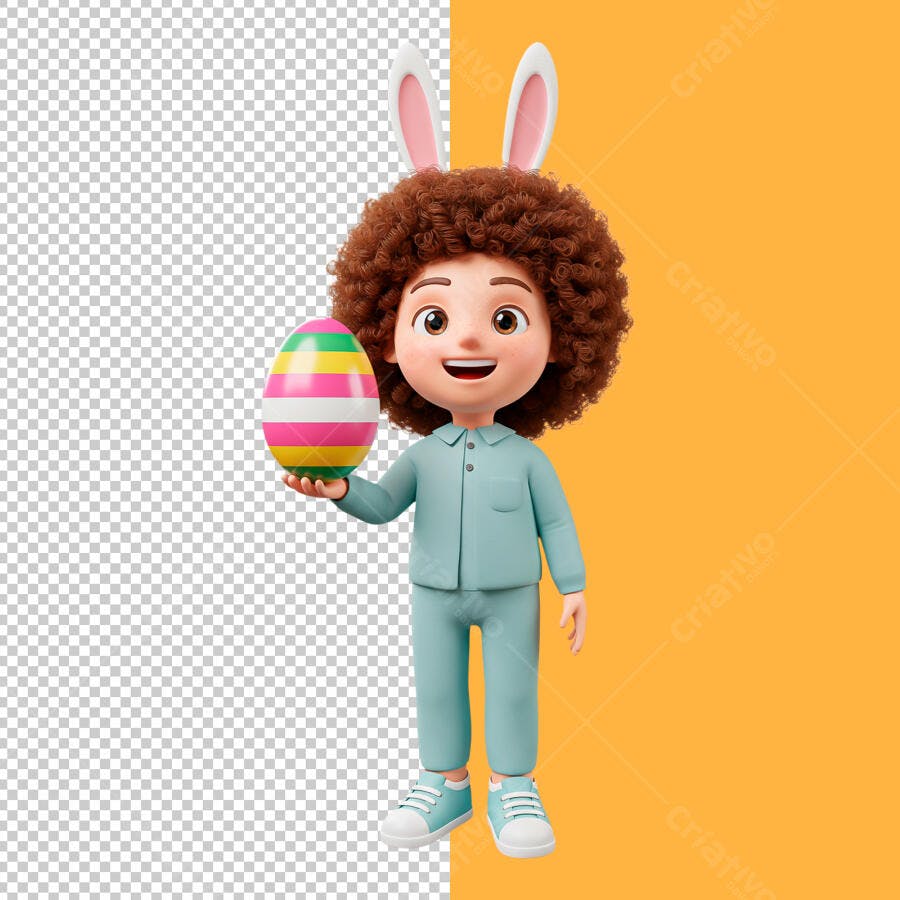 Personagem Cartoon Páscoa PSD Editável