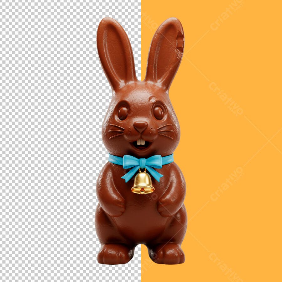 Coelho de Páscoa em Chocolate PSD Editável
