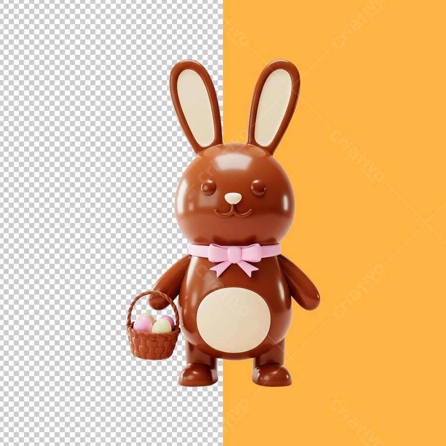 PSD Coelho de Chocolate Páscoa Editável
