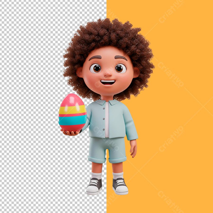 Personagem Páscoa Infantil PSD Editável