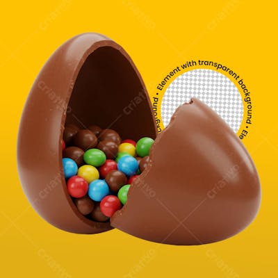 ovo de páscoa de chocolate com confeitos de chocolate coloridos