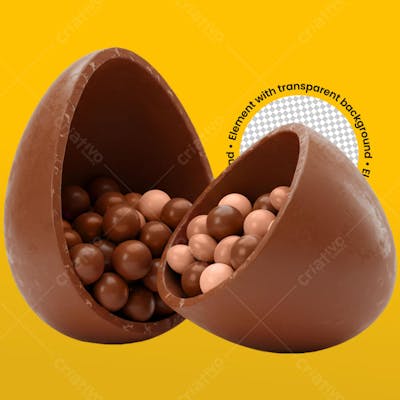 ovo de páscoa de chocolate com confeitos de chocolate