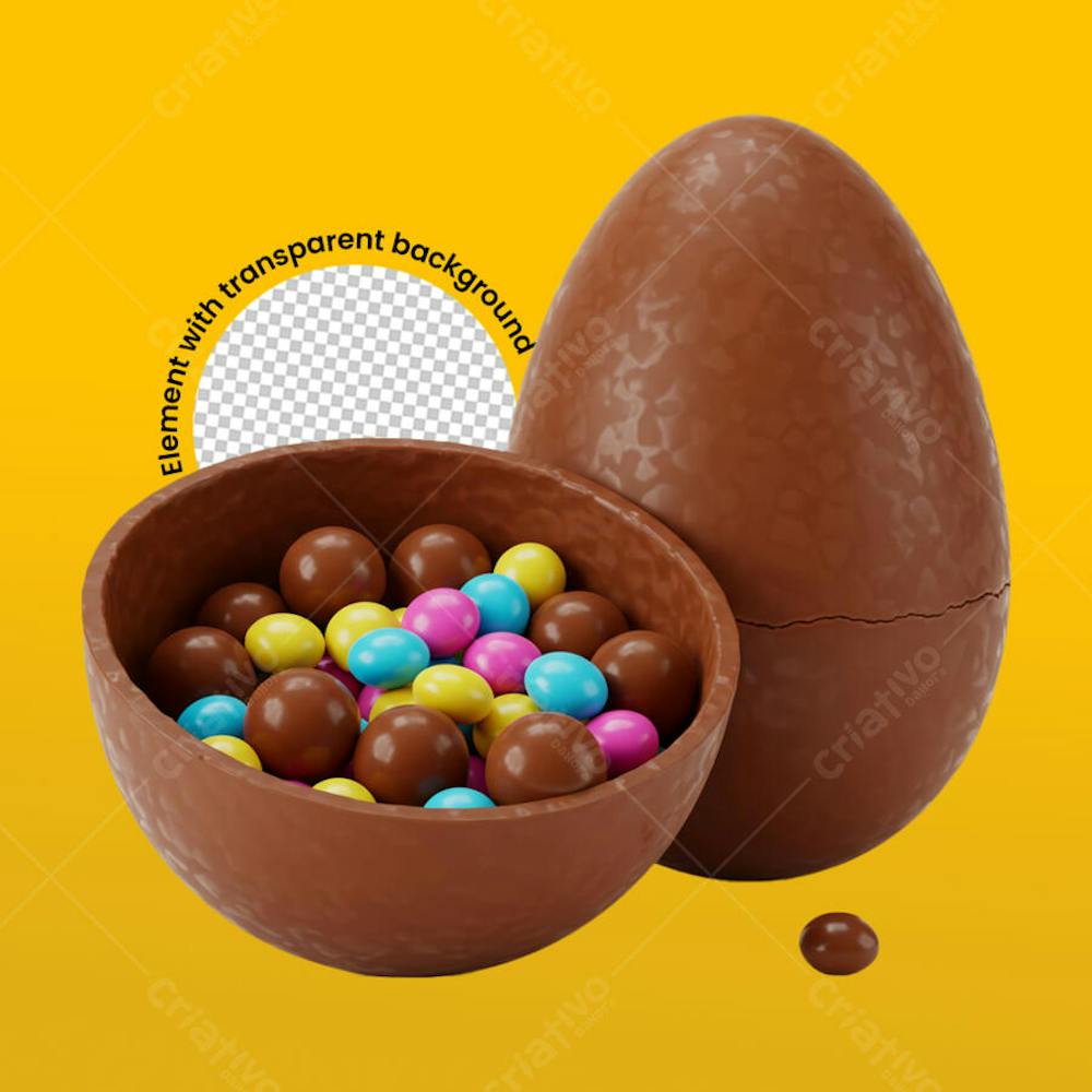 Ovo de páscoa de chocolate renderizado pixar