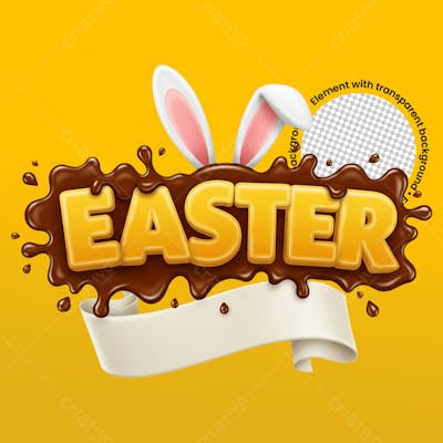 Selo para páscoa tema easter com orelhinhas fofas de coelho